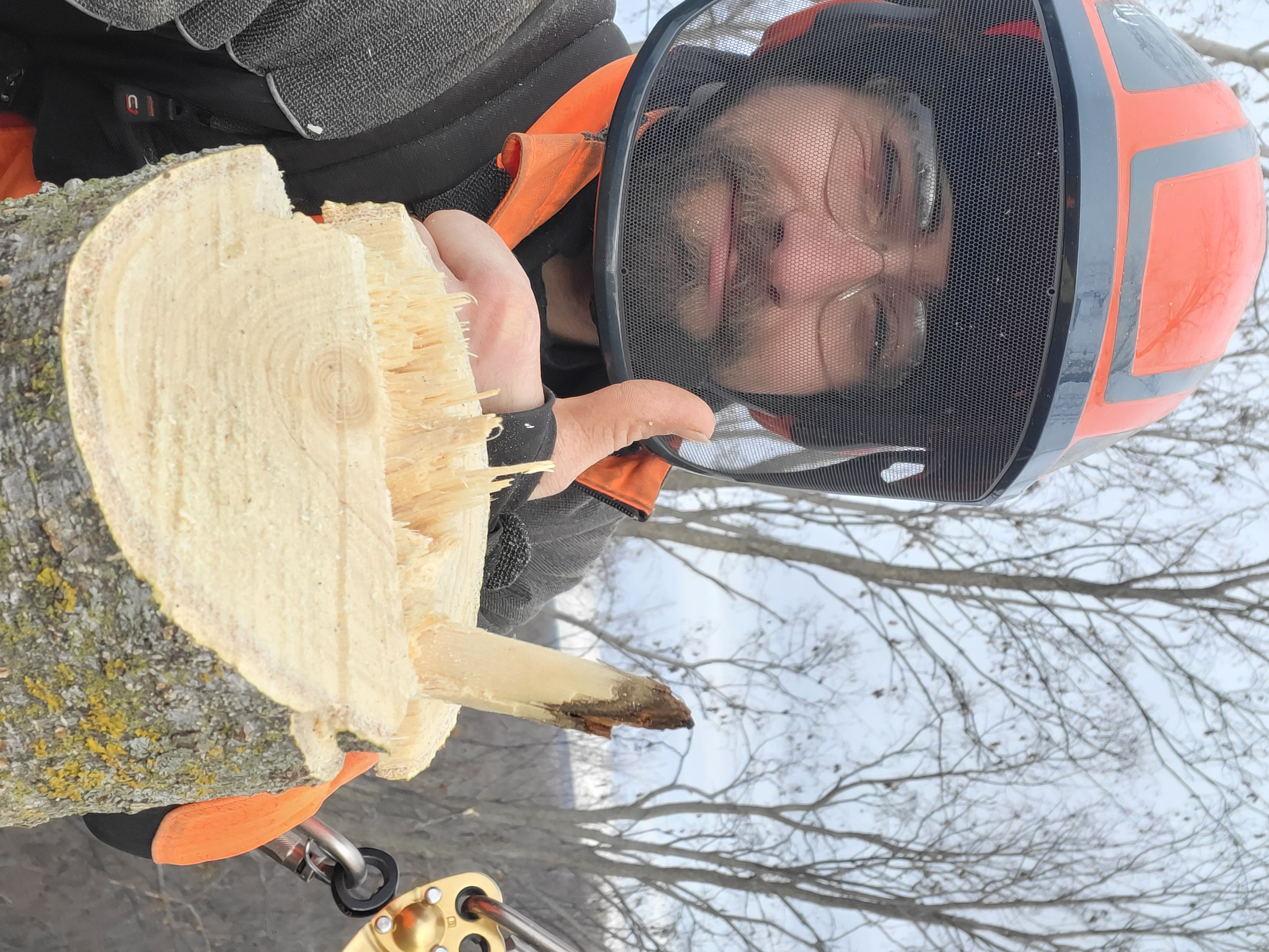 Andrew Duff smiling holding a well-cut branch